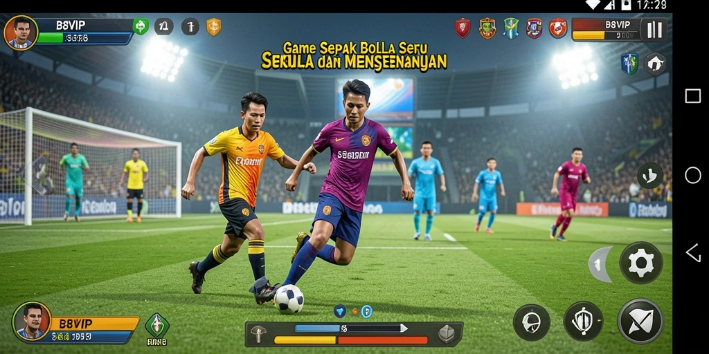 Tampilan gameplay B8VIP saat pertandingan sepak bola yang seru.