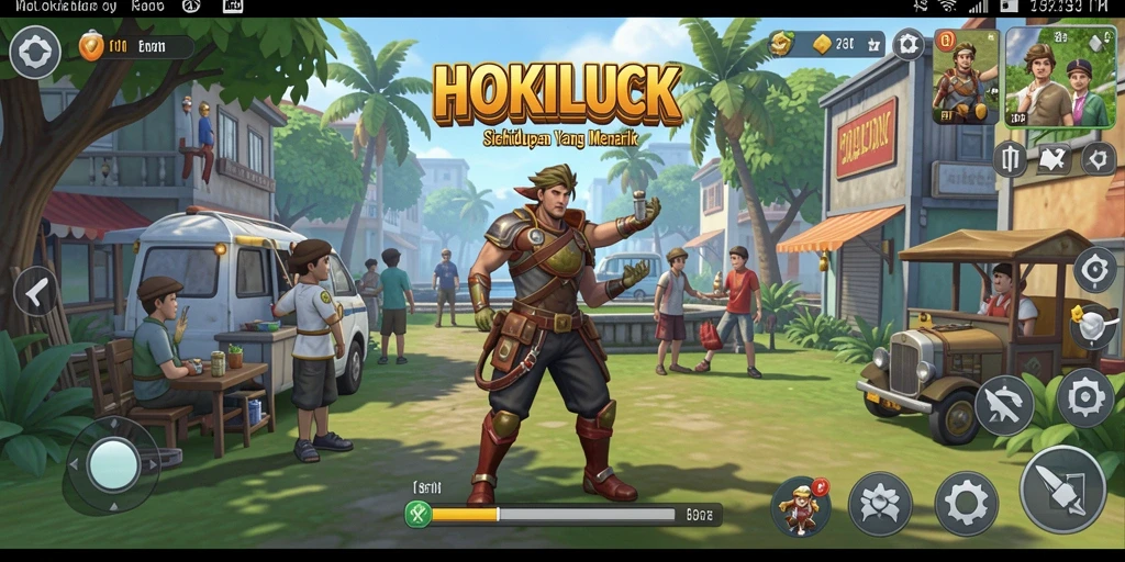 Tampilan gameplay HOKILUCK dalam simulasi kehidupan virtual yang dinamis.