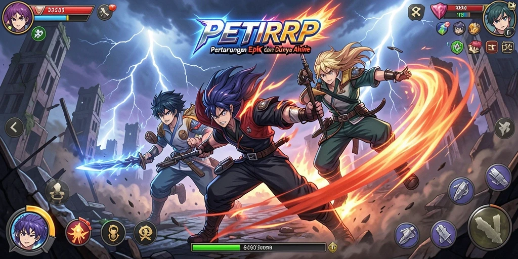 Tampilan screenshot PETIRRP menampilkan karakter anime dalam aksi.